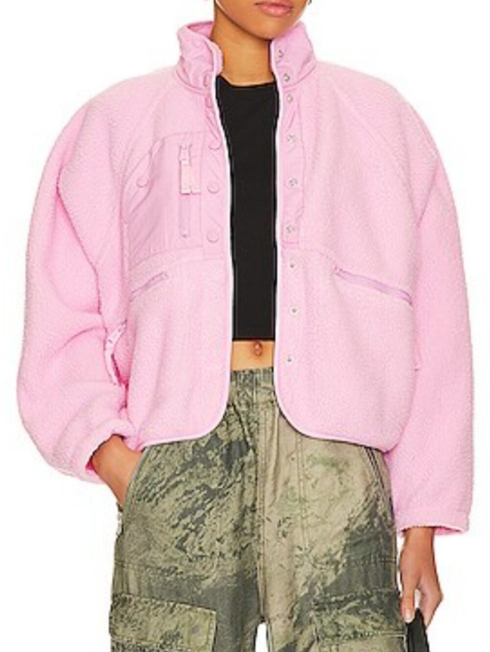 FP Movement by Free People Pale Pink Teddy Fleece Jacket
